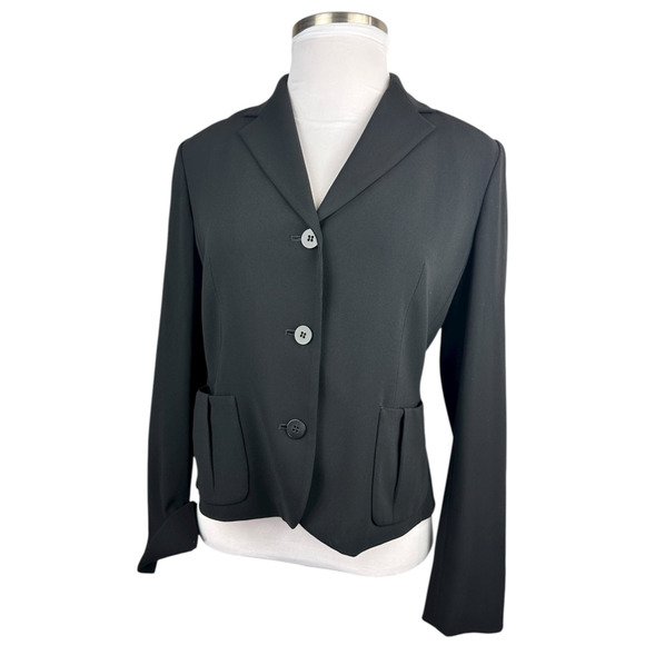 Talbots Black Career Blazer Size 14 Button Business Work Professional Classic - Picture 11 of 12